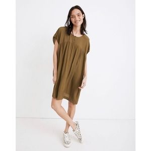 Madewell Shirred Easy Dress Dress Olive Green Women's Size Small